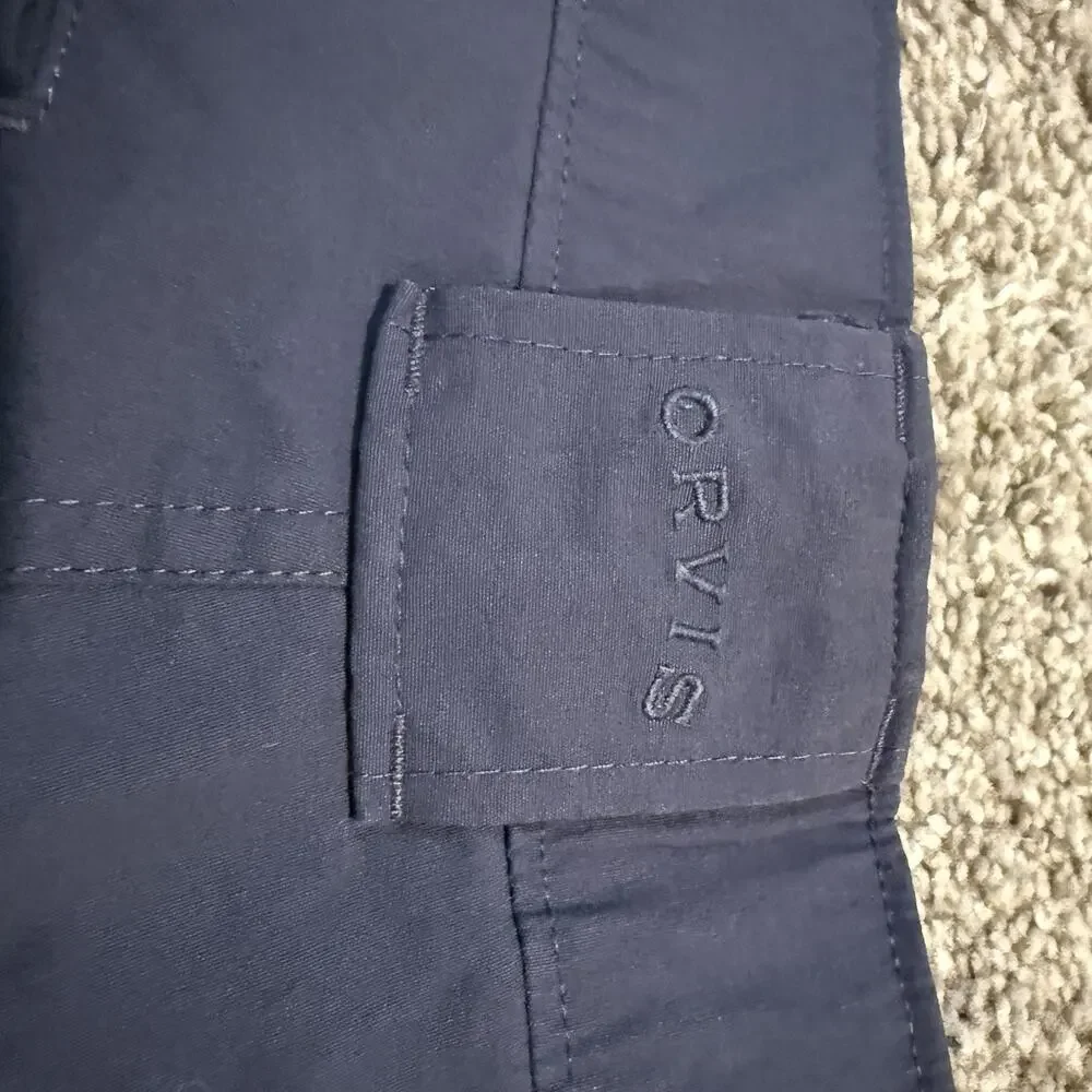 Orvis Voyager Shorts Mens 32 Navy Blue Cargo Zip Pocket Travel Outdoor